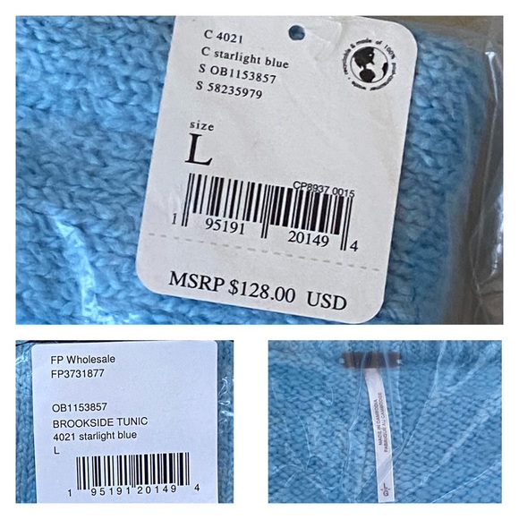 Free People Brookside Knit Sweater Tunic Starlight Blue Oversized - Picture 10 of 10